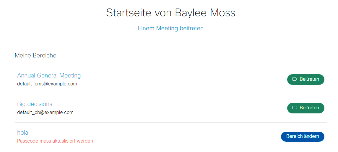 Bereich mit der Nachricht "Passcode muss aktualisiert werden"